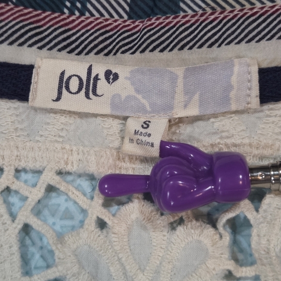 Jolt Juniors Sleeveless Plaid And Lace Lightweight Button-Up Tunic Size S - Picture 7 of 7